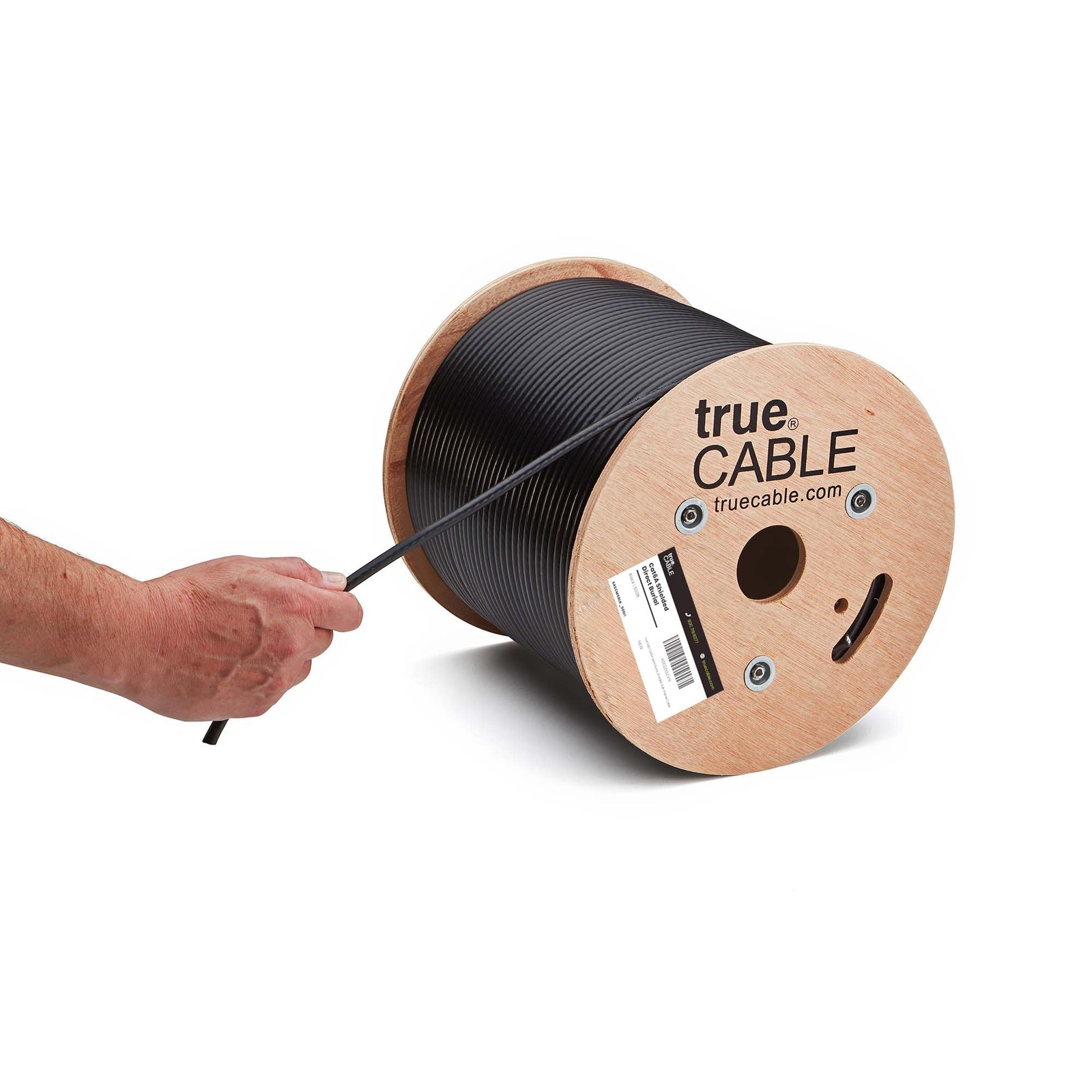 TRUE CABLE Cat6A Direct Burial Bulk Ethernet Cable, Shielded 500ft, Black