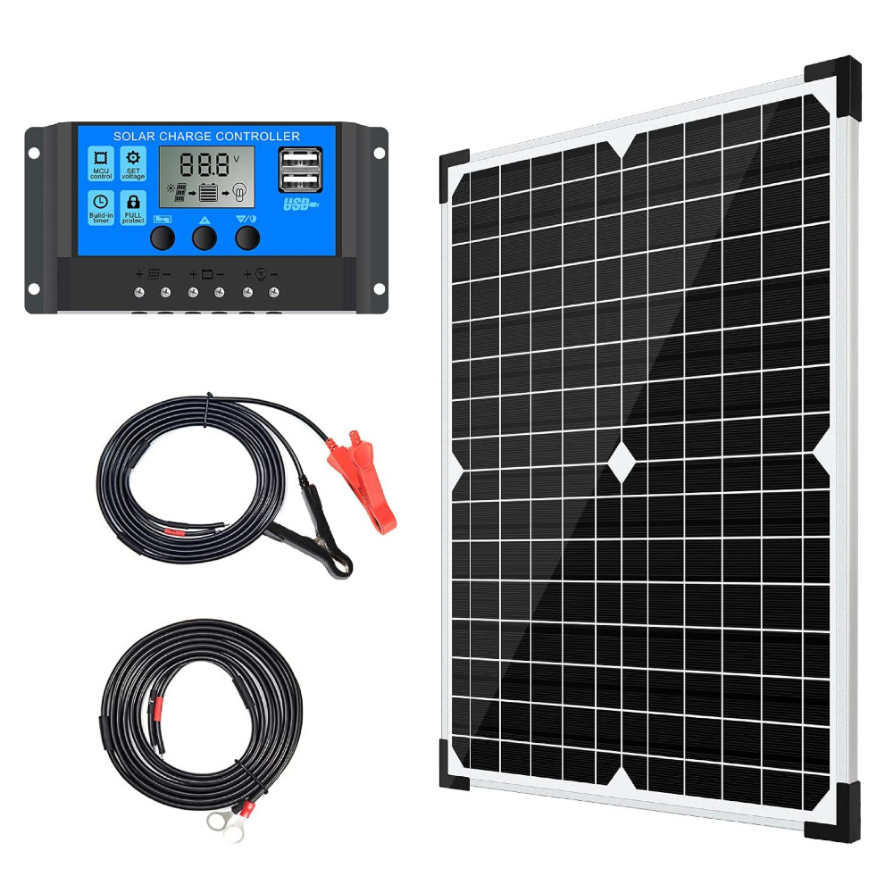 20W 12 Volt Battery Charger Solar Powered Panel for Car Dump Trailer Boat Marine
