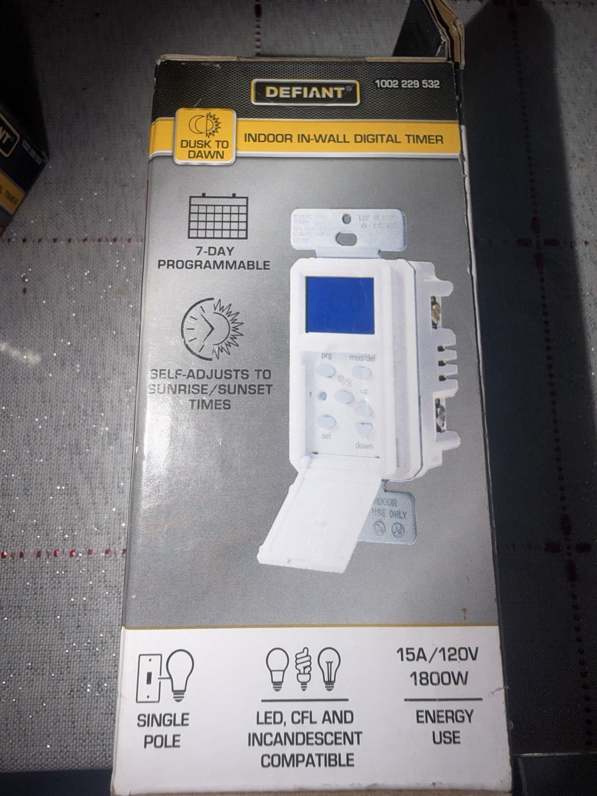 Defiant 7-Day Programmable Digital In-Wall Timer Wall Switch 15A 120V 32648