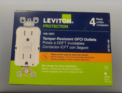 Leviton GFTR1-4W 4-Pack GFI GFCI 15A Tamper Resistant Outlet White