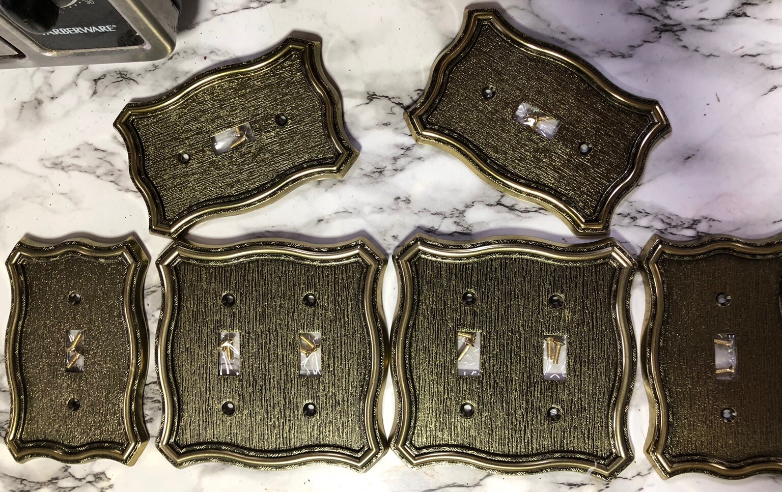 6 Pc Beautiful 3d Gold Bronze Solid Metal Steel Switch plate Outlet Covers