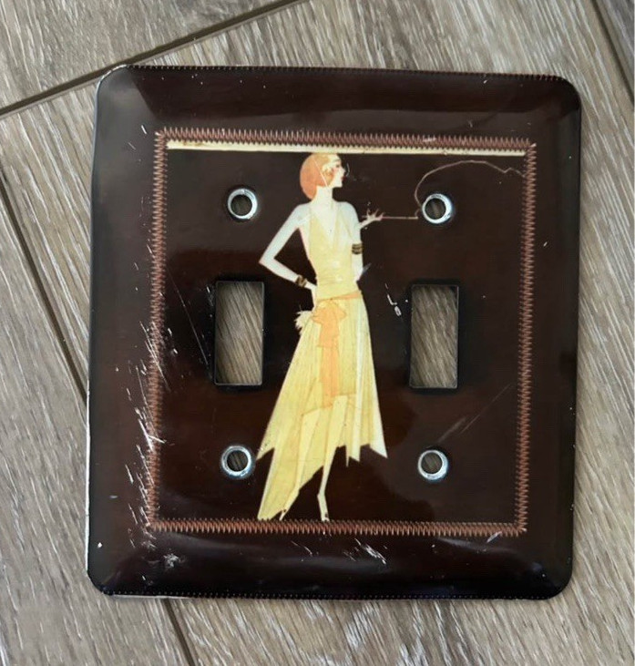 Vintage Decorative 2-Gang Double Toggle Light Switch Wall Plate Cover art deco