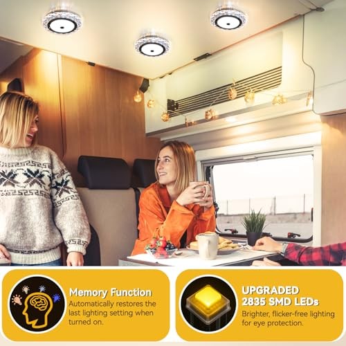 Upgrade 600LM RV Lights Interior, RV Ceiling Dome, 3 Color Multicolor-3Pack