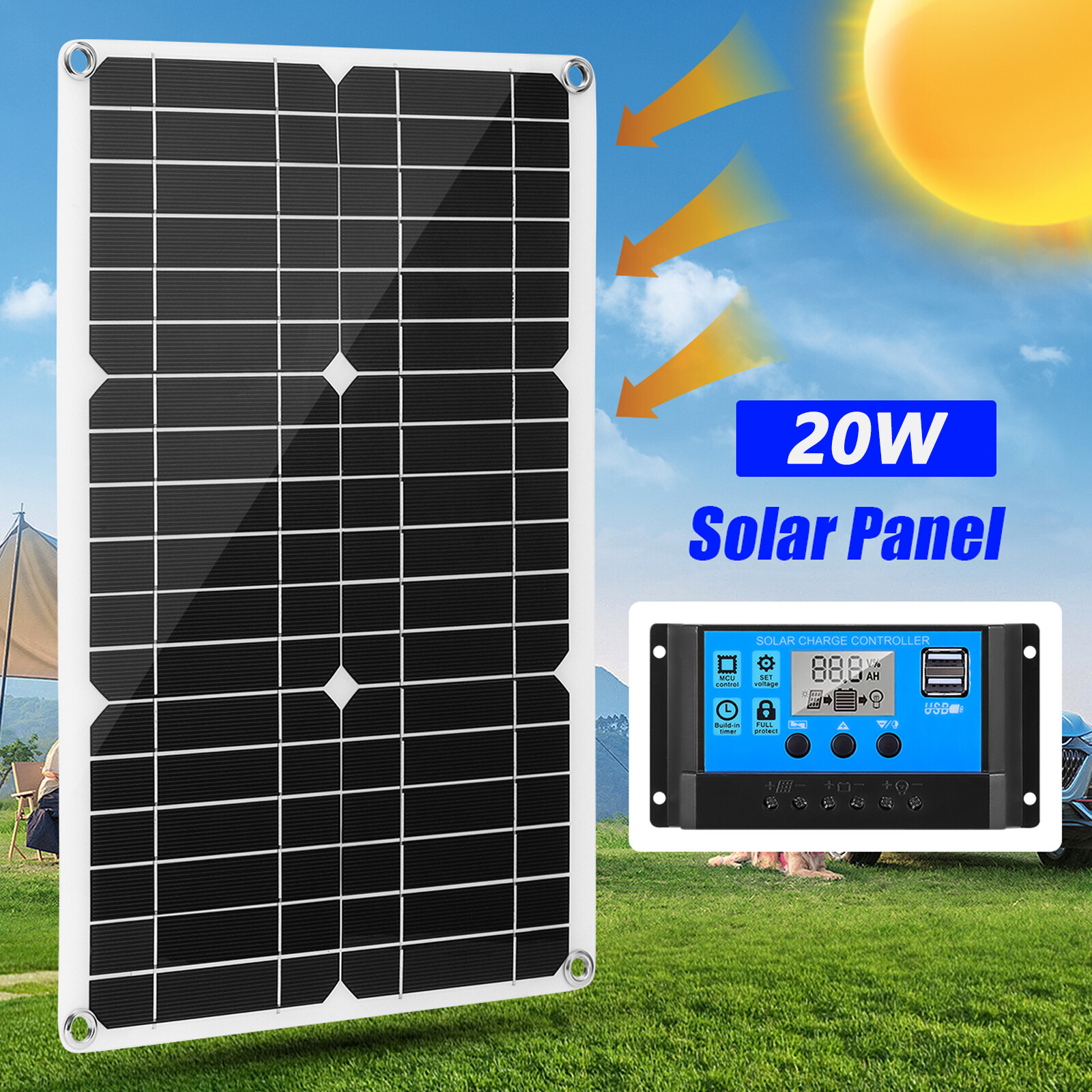 400W Solar Panel Kit 18V Battery Charger+Controller lot For Car RV Caravan Boat