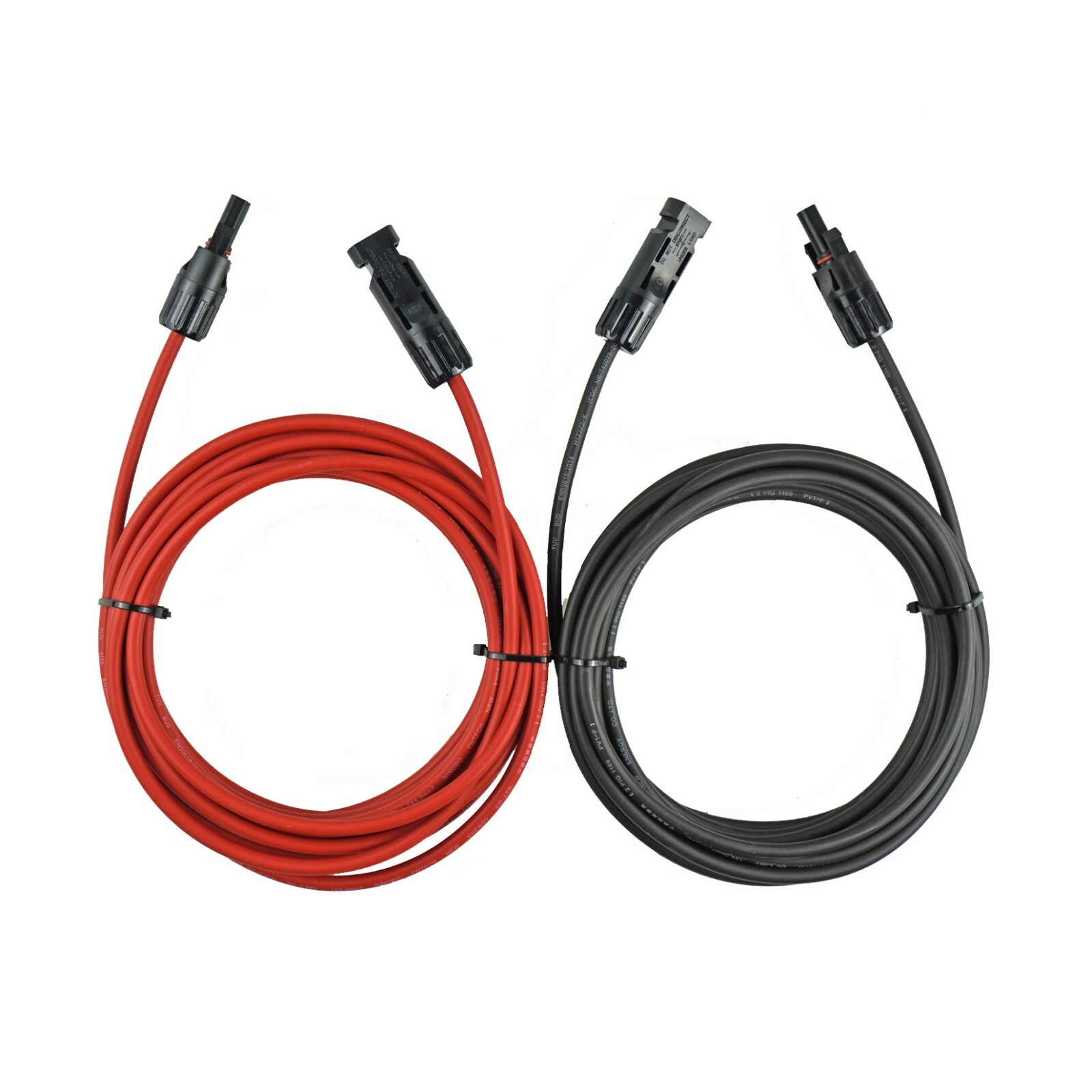 Pair Black + Red Solar Panel Extension Cable PV Wire with connectors 10AWG
