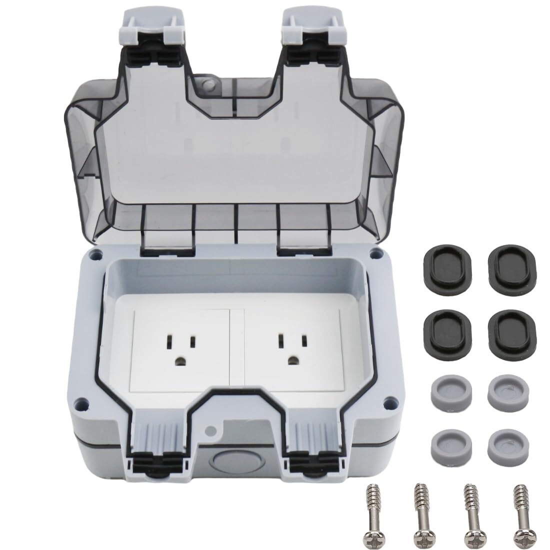Outdoor Power Socket 10A Outdoor Lock Cover Garden Waterproof Socket Dual Plug