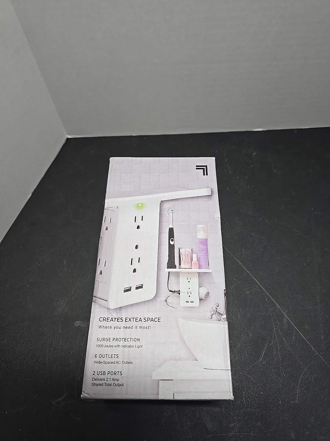 Sharper Image Socket Shelf – 6 Outlets – Surge Protection – 2 USB Ports ￼