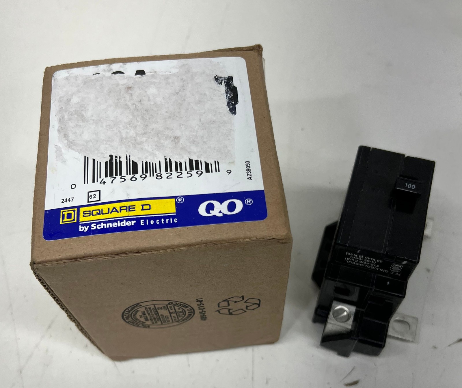 SquareD QO 100A 22k AIR QOM1 Frame Size Main Breaker QO/Homeline 125/100Amp Load