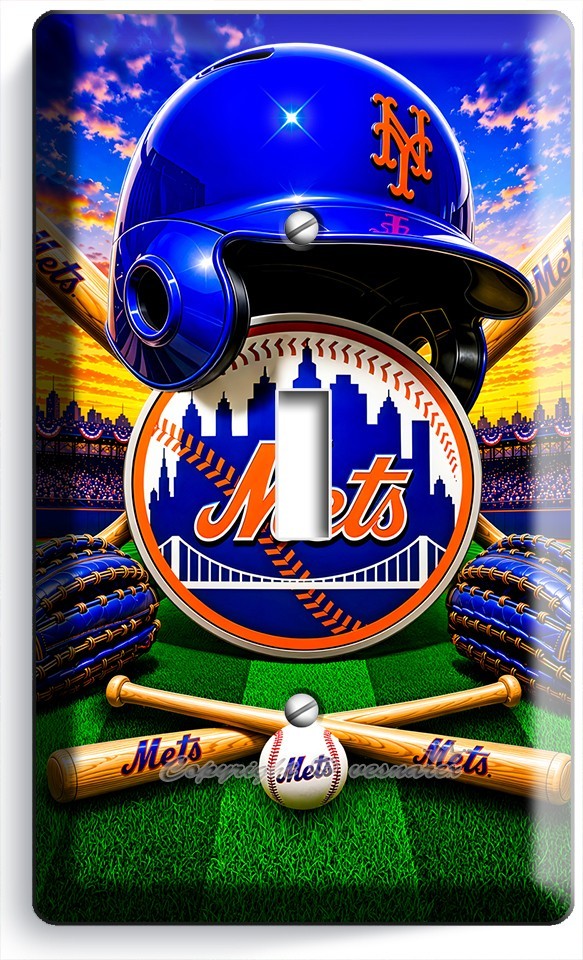 NEW YORK METS BASEBALL STADIUM TEAM BATTING HELMET LIGHT SWITCH OUTLET WALLPLATE