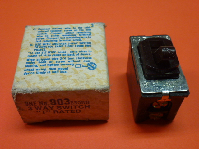NOS! Eagle 3-WAY SWITCH, #903, “T” RATED, BROWN or IVORY