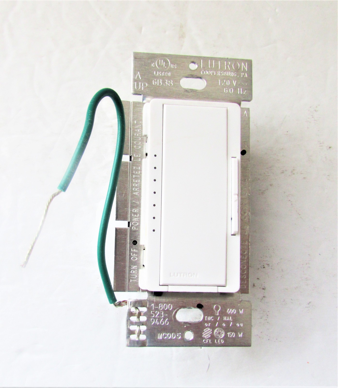 Light Dimmer, Lutron, MACL-153M-WH, Maestro, 600 W, Used