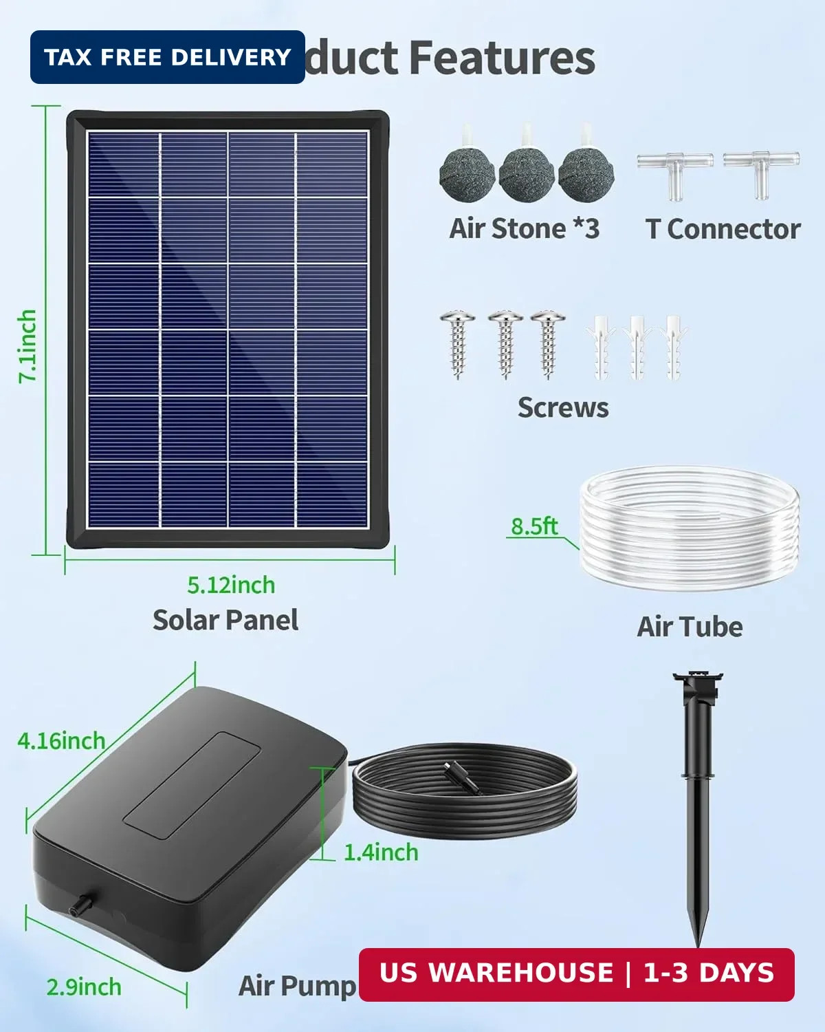 POPOSOAP 4W Solar Pond Aerator, Solar Air Pump for Pond with Battery Backup 24/7
