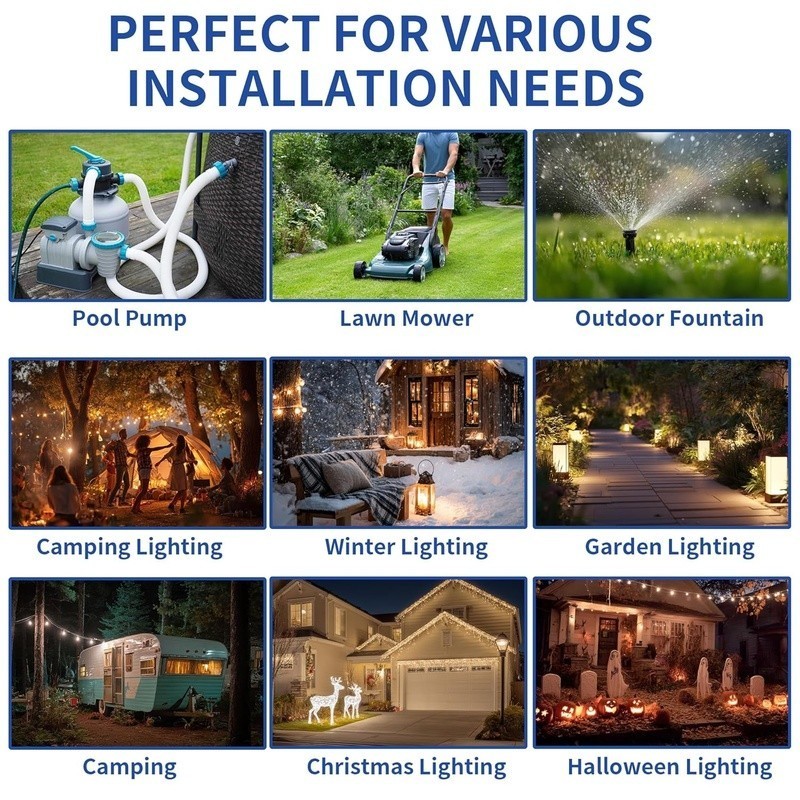 Outdoor Extension Cord Cover Waterproof Heavy Duty Lockable Latches IP54 Seal US