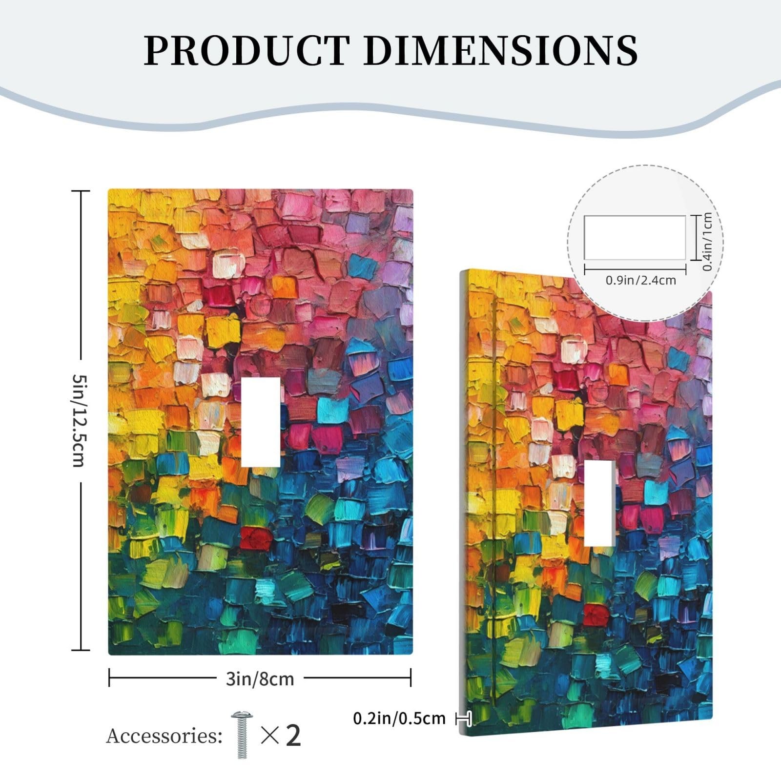 YIJIKJY Decorative Light 1 Gang Single Toggle – 5 X 3 IN, Rainbow Cube Doodle