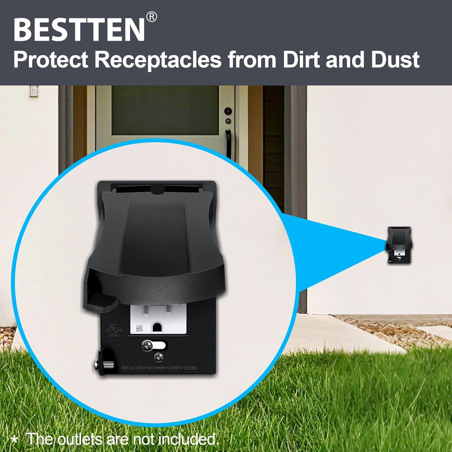 [3 Pack] BESTTEN Outdoor Outlet Cover for GFCI and Decor Receptacle, Weather