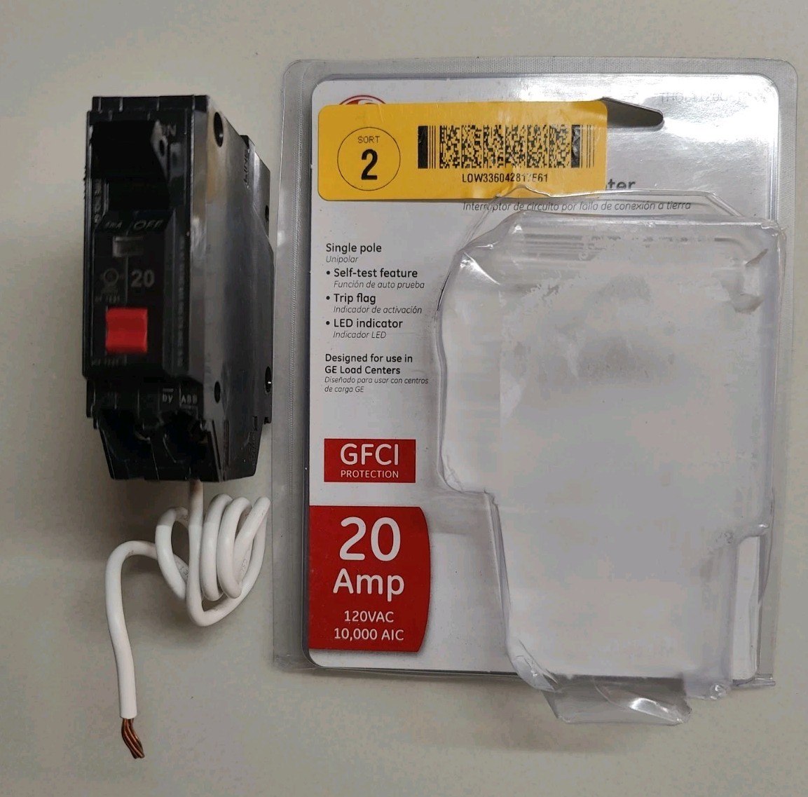 GE THQL1120GFTP Single Pole 20A GFCI Ground Fault Circuit Breaker