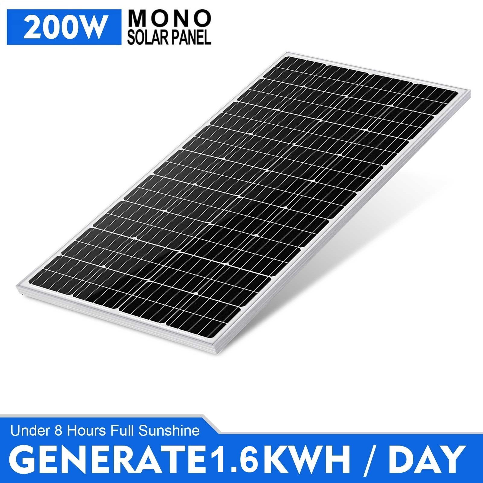 200W 400W 800W 1000W Monocrystalline Solar Panel 12V RV Home Roof Boat Garden