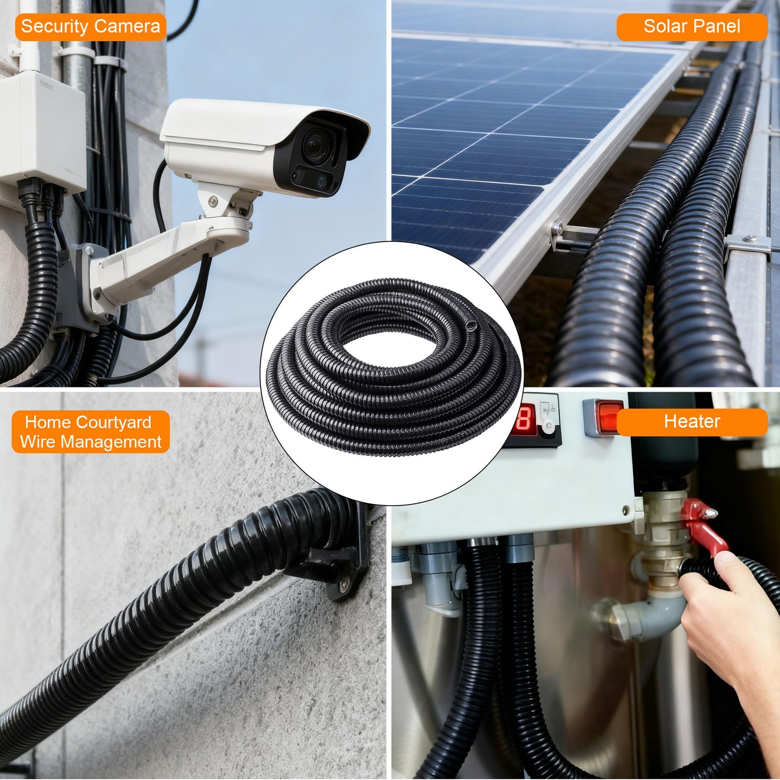Qlvily 1/2 inch x 50 ft Flexible Electrical Conduit, PVC Coated 1/2″, Black