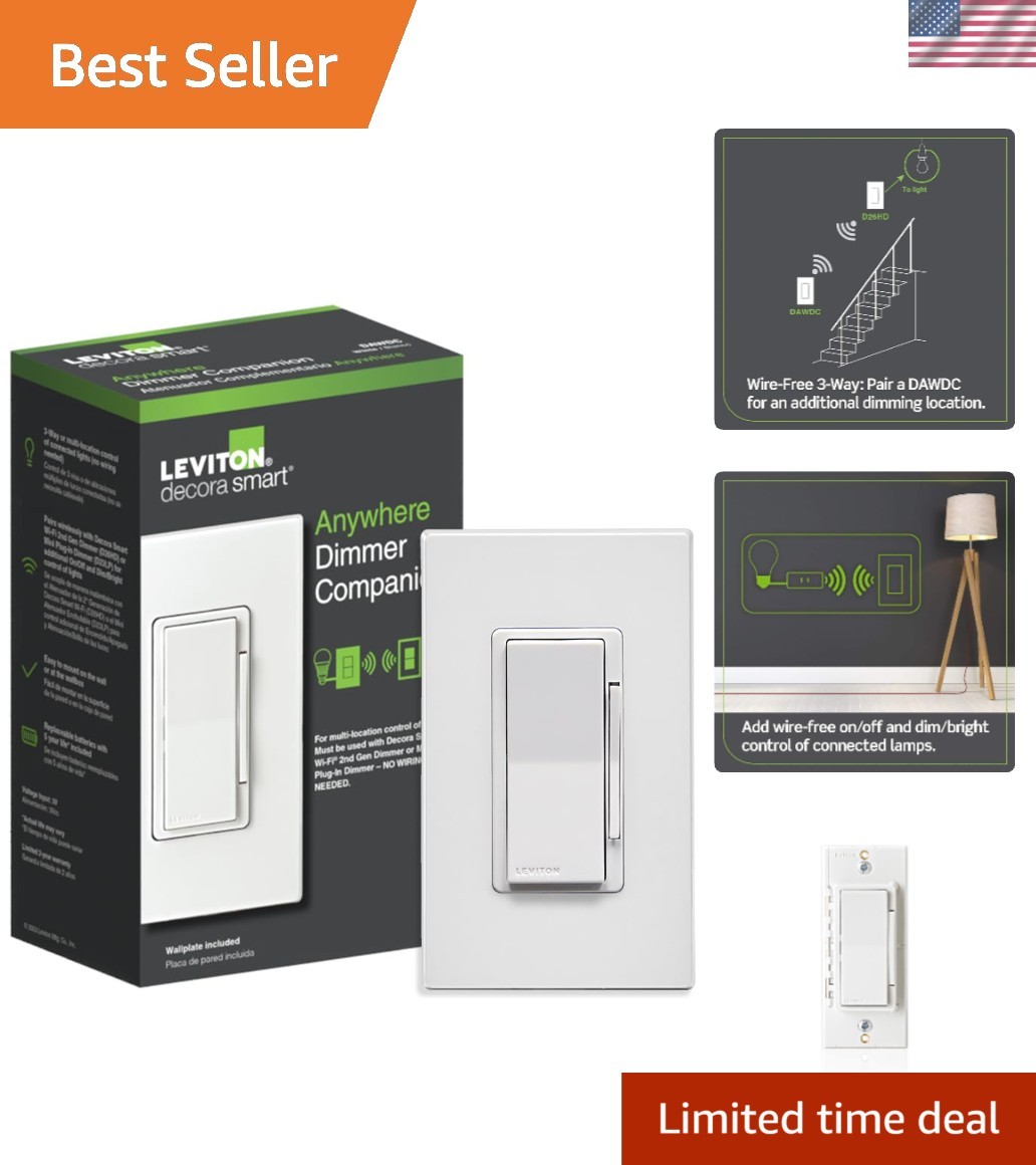 Decora Smart Dimmer Anywhere Companion, Add Wire-Free 3-Way/4-Way/5-Way On/Of…