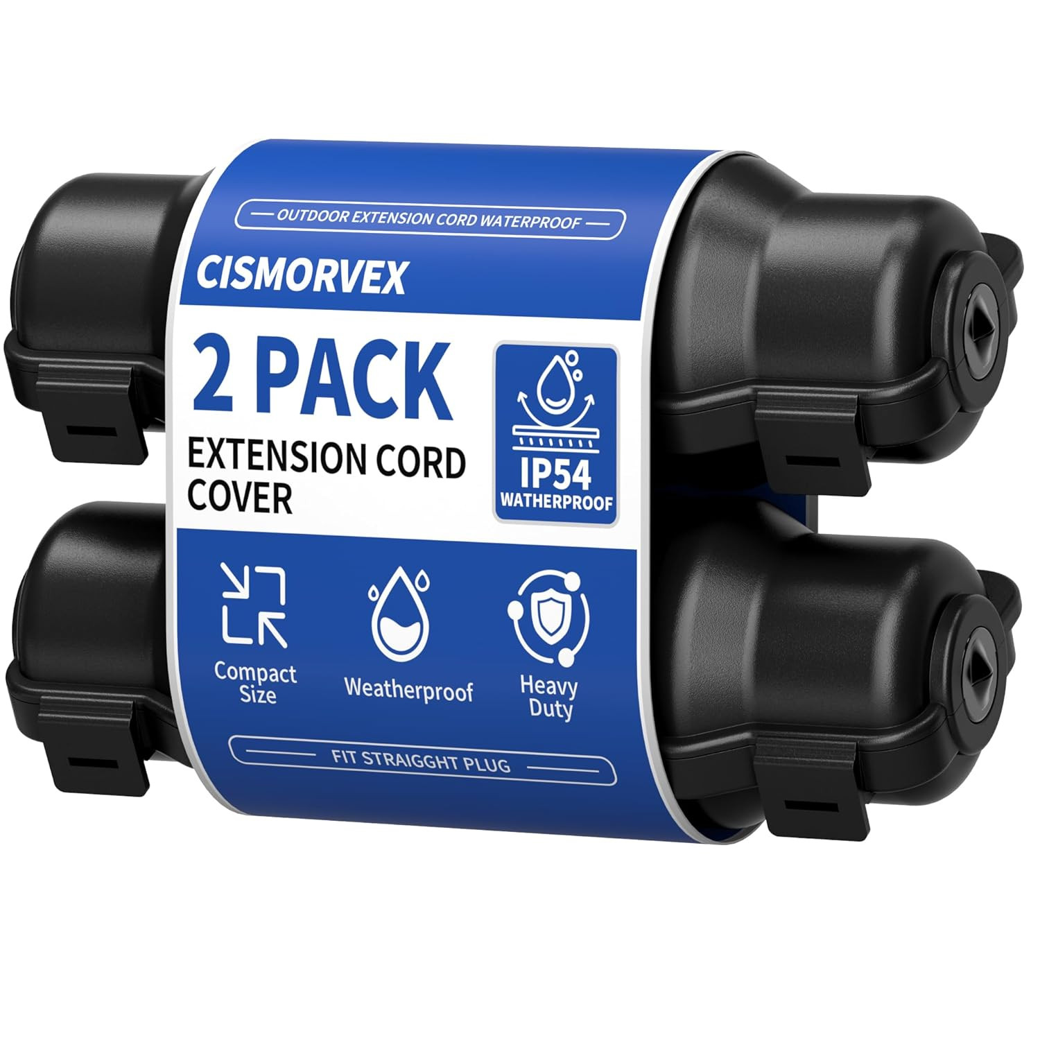 2 Pack Outdoor Extension Cord Cover Waterproof IP54 Electrical Box Black