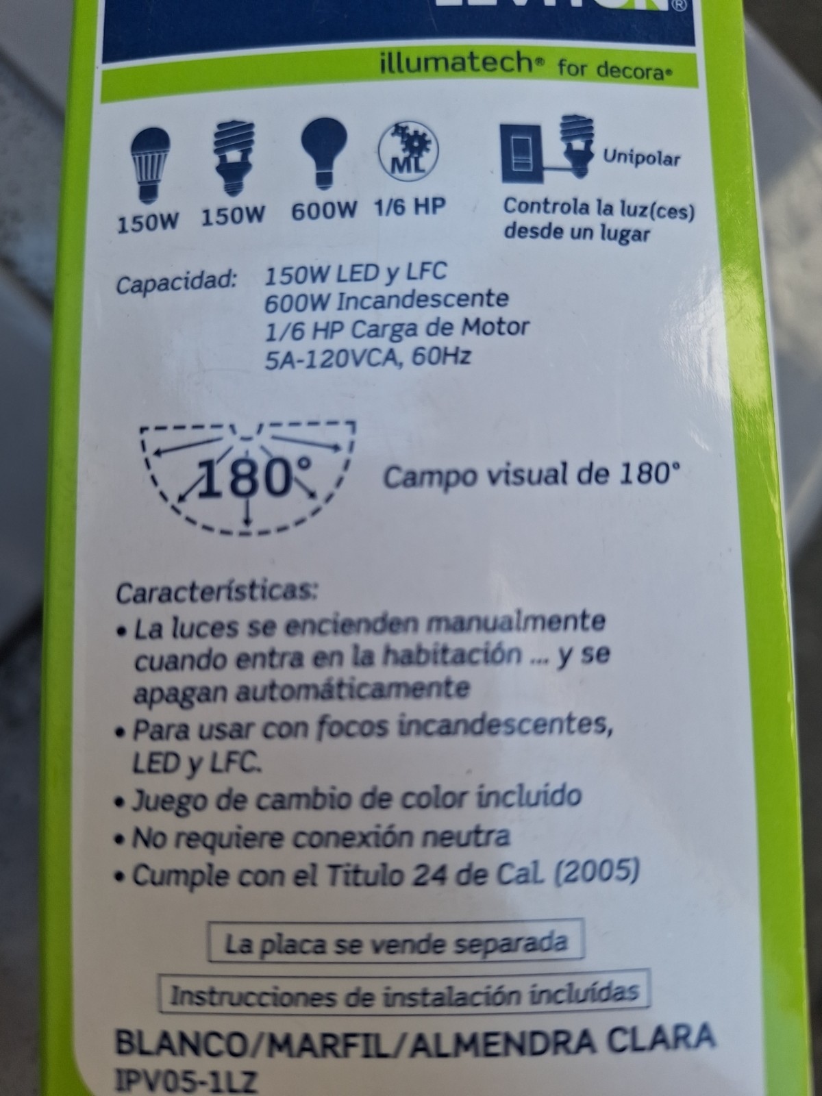 2 Leviton LED/CFL Universal Manual On Occupancy Sensors IPV05-1LZ & DOS02-1LW