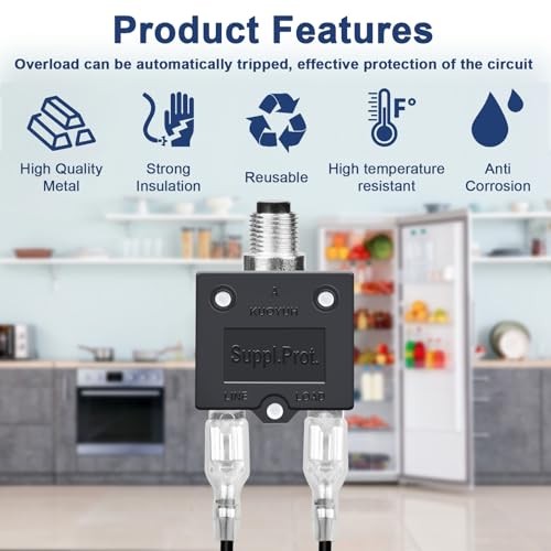 Push Button Circuit Breaker 15 Amp, Manual Reset, 125/250V AC 32V DC | Fuse 15A