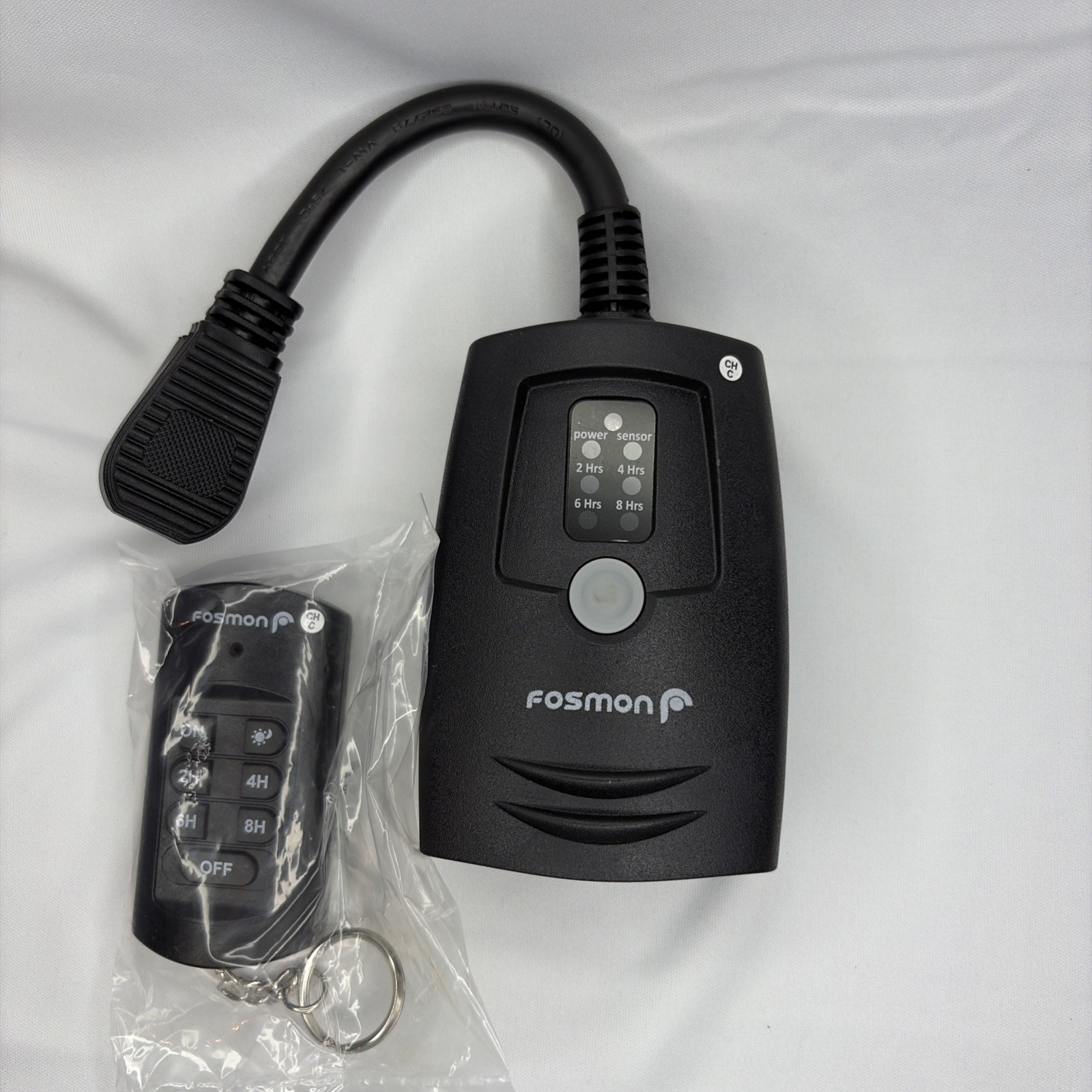 Fosmon Outdoor Light Timer Outlet with Remote Control Outlet, Black