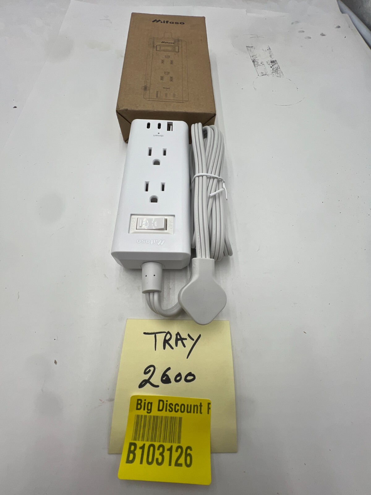 Flat Plug Extension Cord, Ultra Thin Flat Power Strip 3 Outlets 125V,60Hz,MFS33A