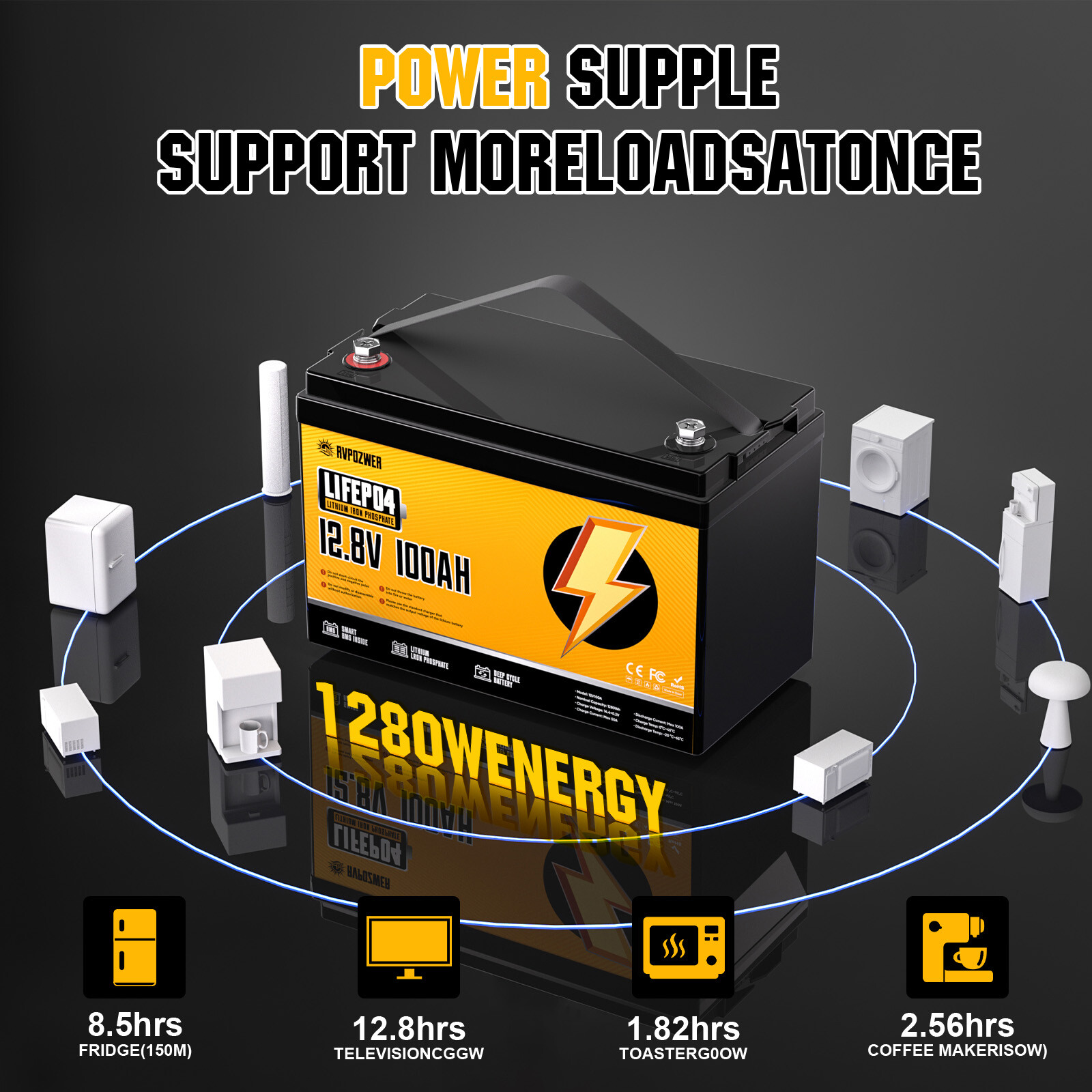 36V 100Ah LiFePO4 Lithium Battery Deep Cycle 3 Group 12V 100Ah For Golf Cart RV