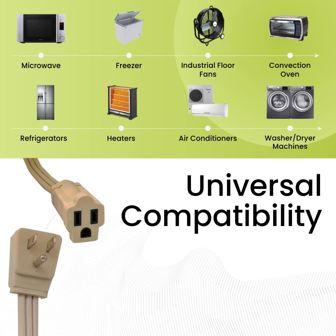 GoGreen Power GG25603 14/3 SPT Appliance Cord Beige 3 Ft Heavy Duty Extension