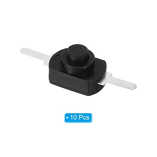 Latching Push Button Switch, 10 Pcs Straight Pin On/Off Self-Lock DC 30V Black