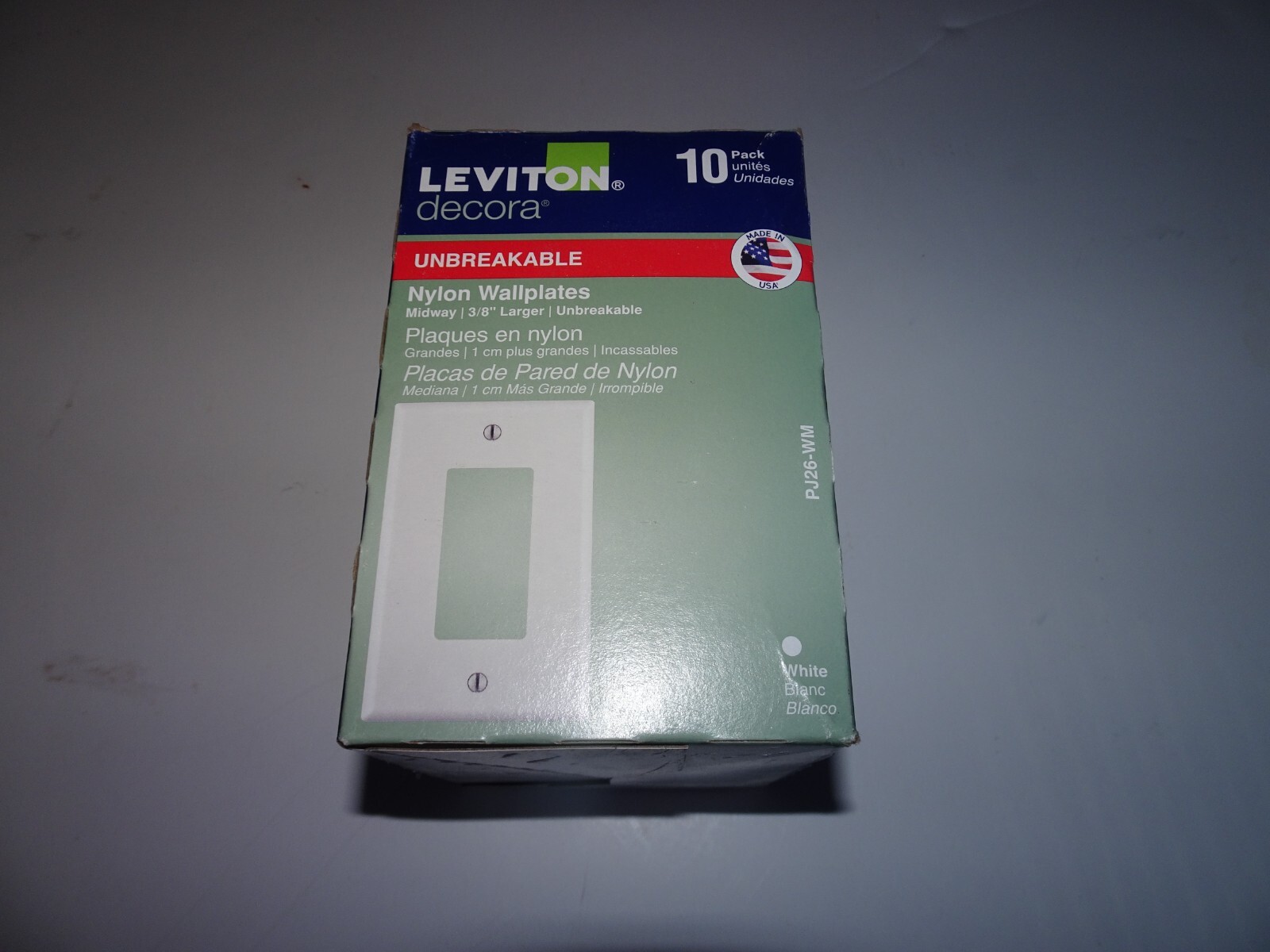 10-Pack Leviton PJ26-WM White Decora Unbreakable Nylon Wall Plates Size Medium