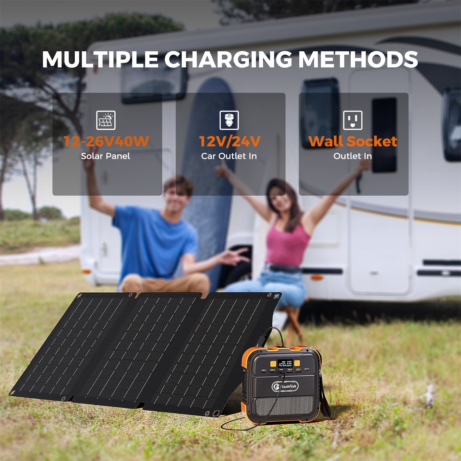 Flashfish Solar Power Generator Li-ion 120W 98Wh Optional With Solar panel 30W
