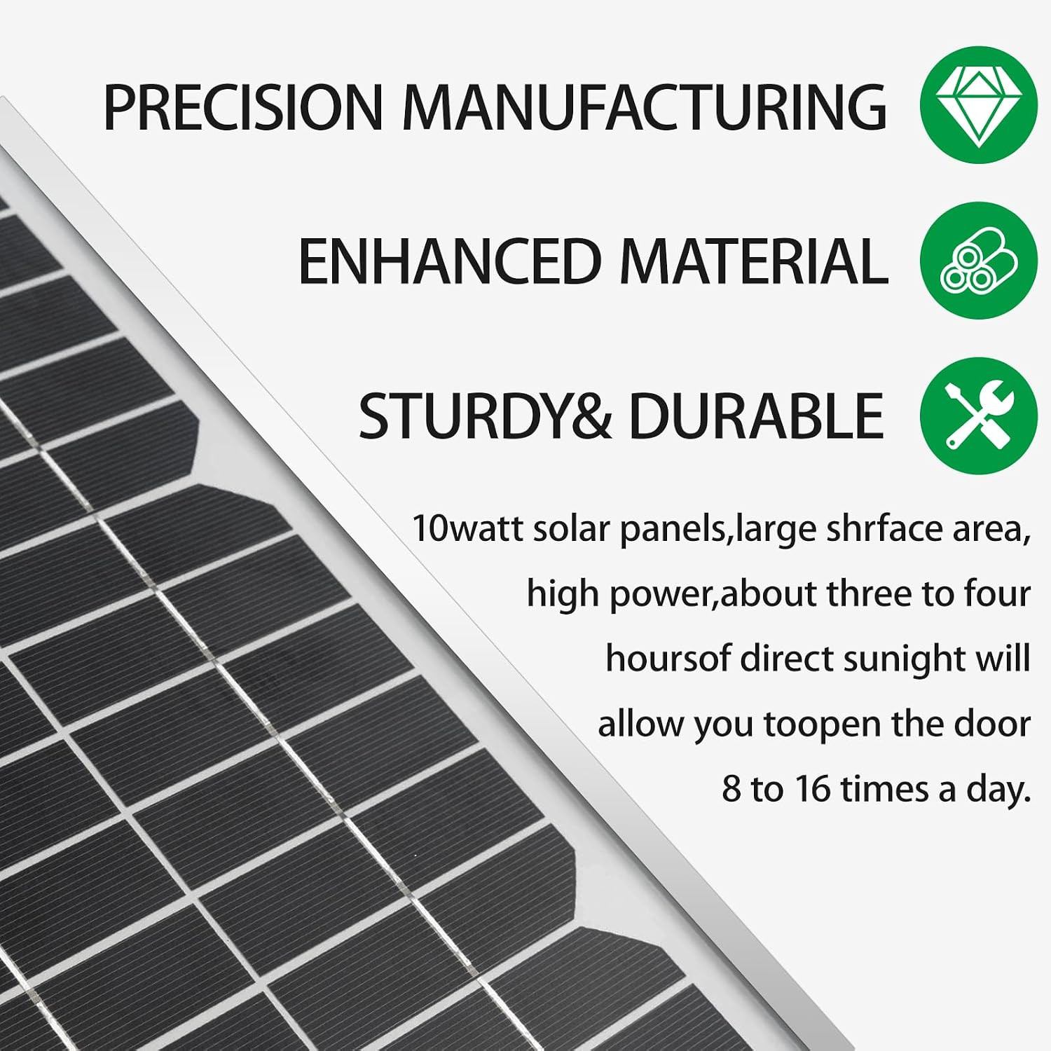 FM123 10 Watt Solar Panel Kit Fit for Mighty Mule Automatic Gate Openers, 12V Po