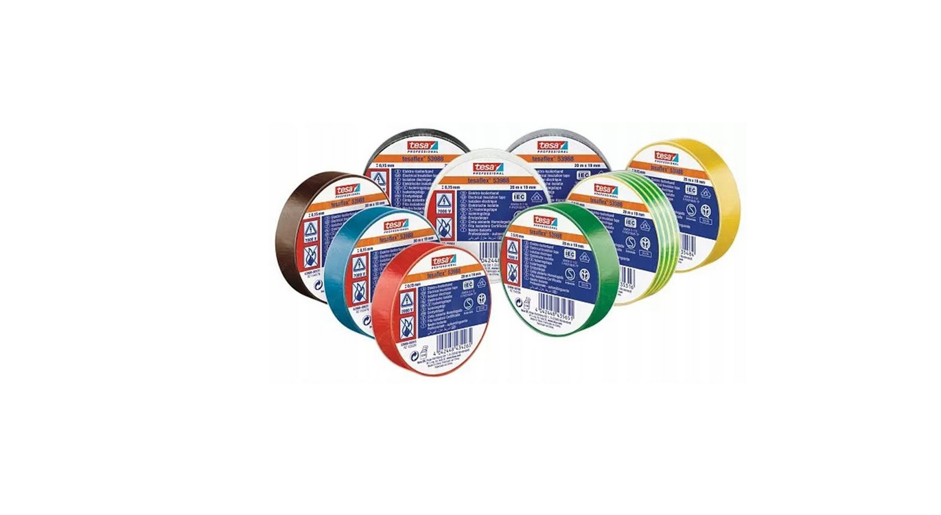 PVC tape Tesa 19mmx0.15mmx20m, Yellow/Green