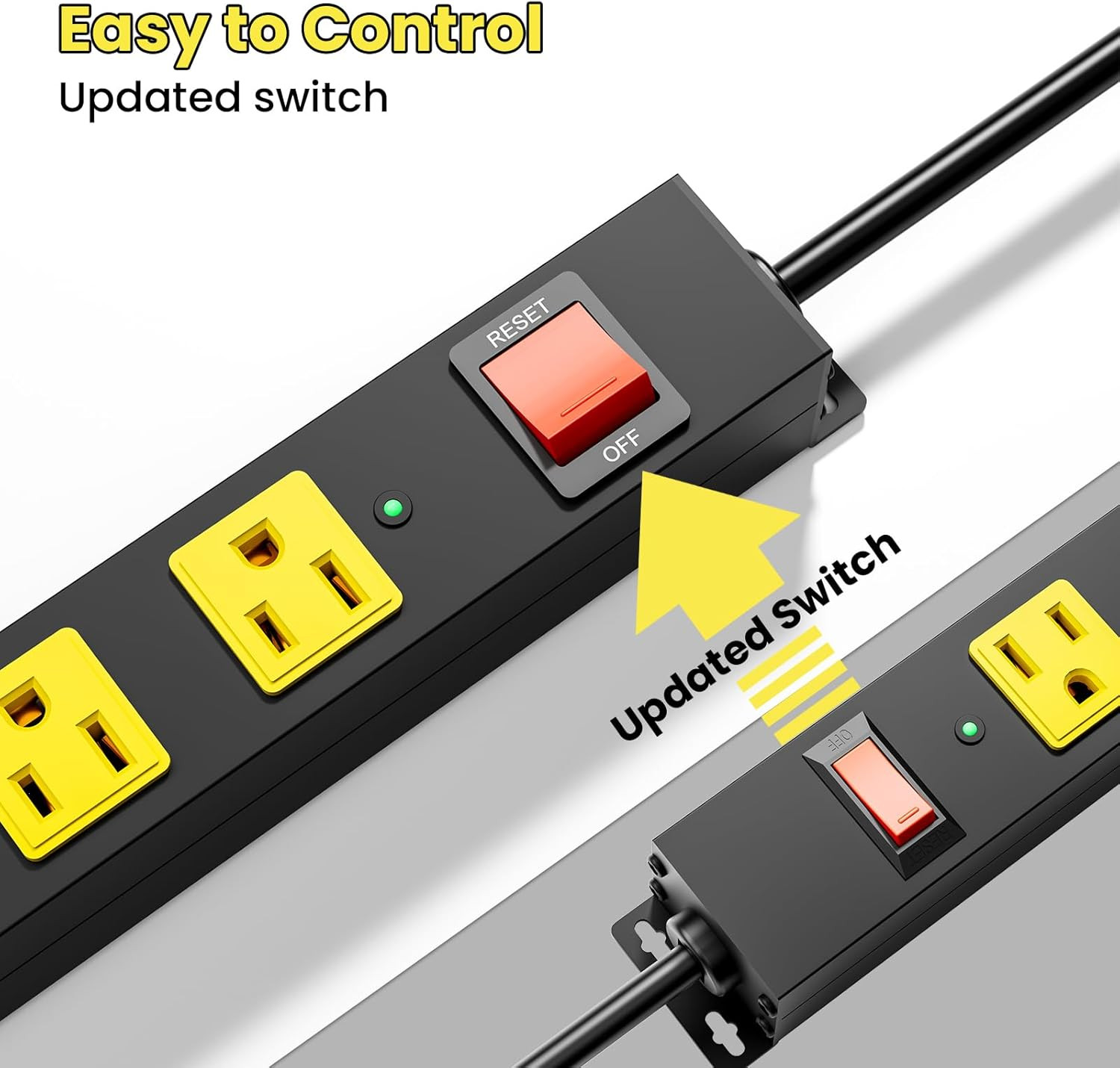 10 Outlet Metal Power Strip with 2100J Surge Protector, Heavy Duty 6FT Extension