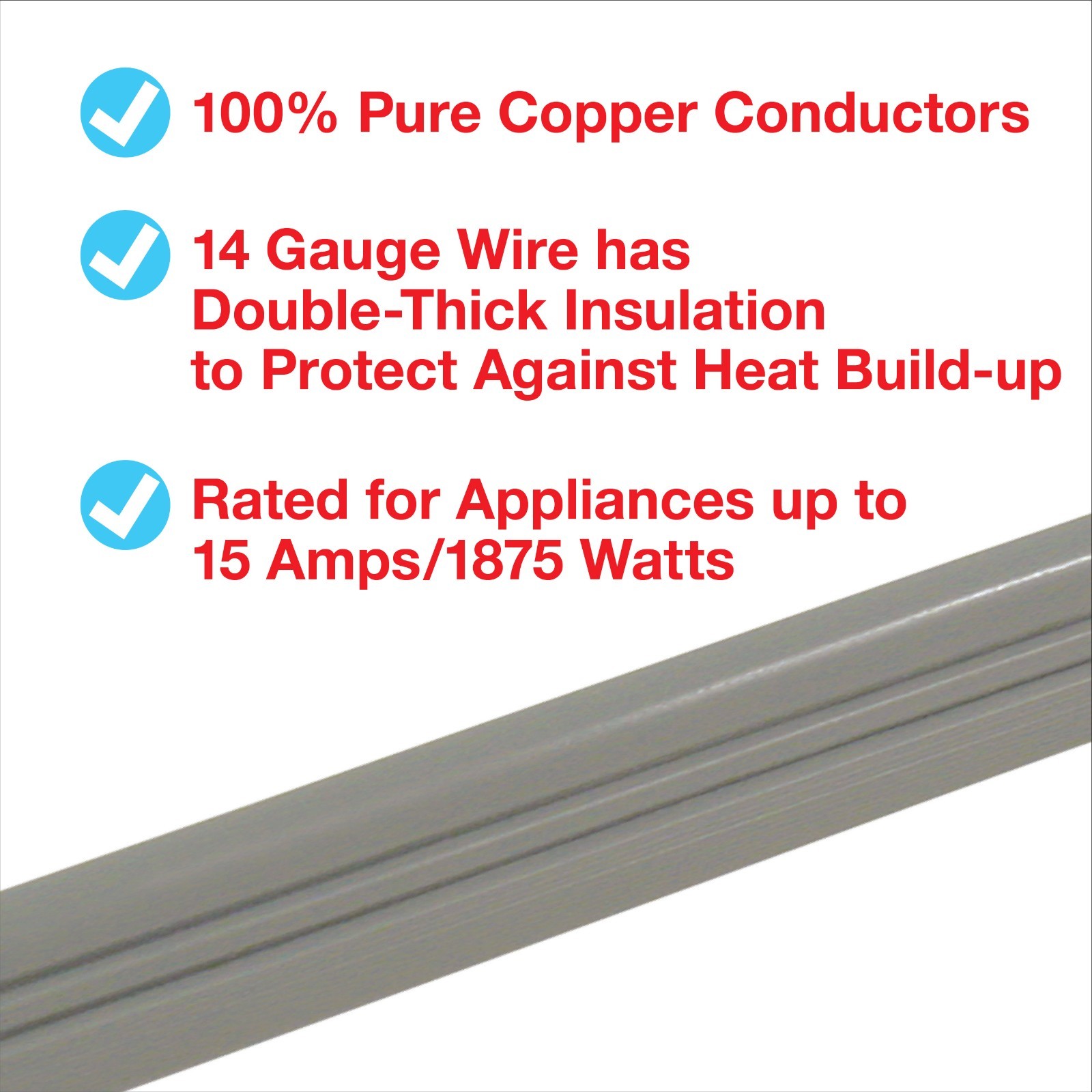CP 9ft Air Conditioner Major Appliance Extension Cord 3-Prong 14/3 Gray CP10003