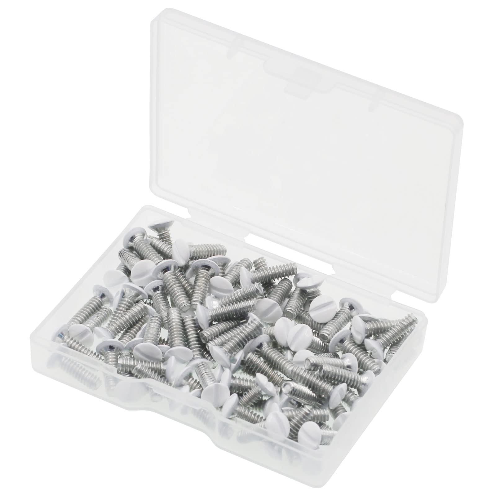 Wall Plate Screws, 100 pcs White Outlet Screws 1/2″ Long 6-32 Thread Light El…