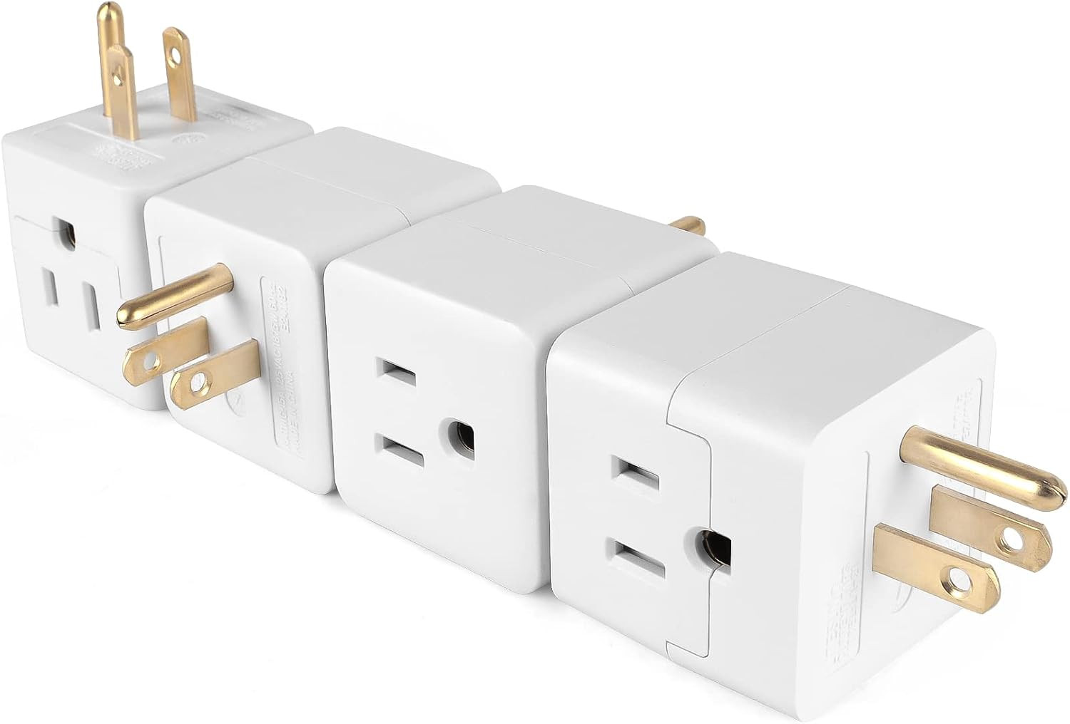 3 Outlet Wall Adapter UL Listed 3 Outlet Power Cube Tap 3 Pack | 3-Prong Outlet