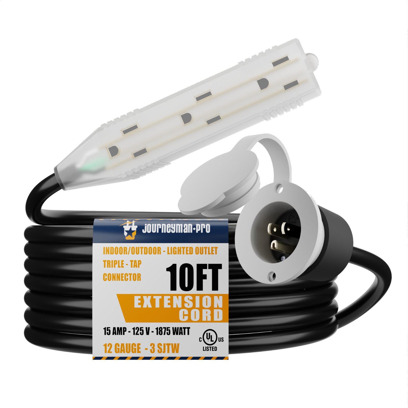 Trailer 15A 110 120V Ac RV Marine Power Flanged Inlet Port Plug 10FT Cord GCP1