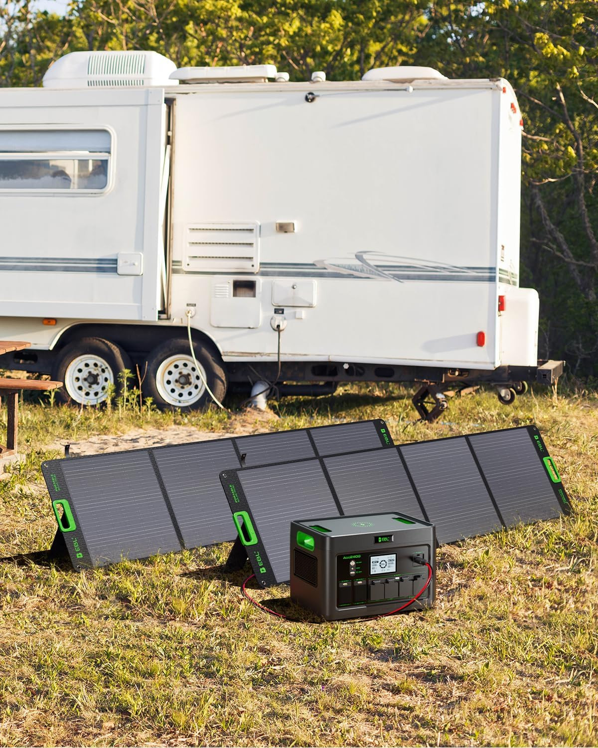 2400W Portable Power Station with 2X200W Solar Panels (Ship Separately), 1843.2W