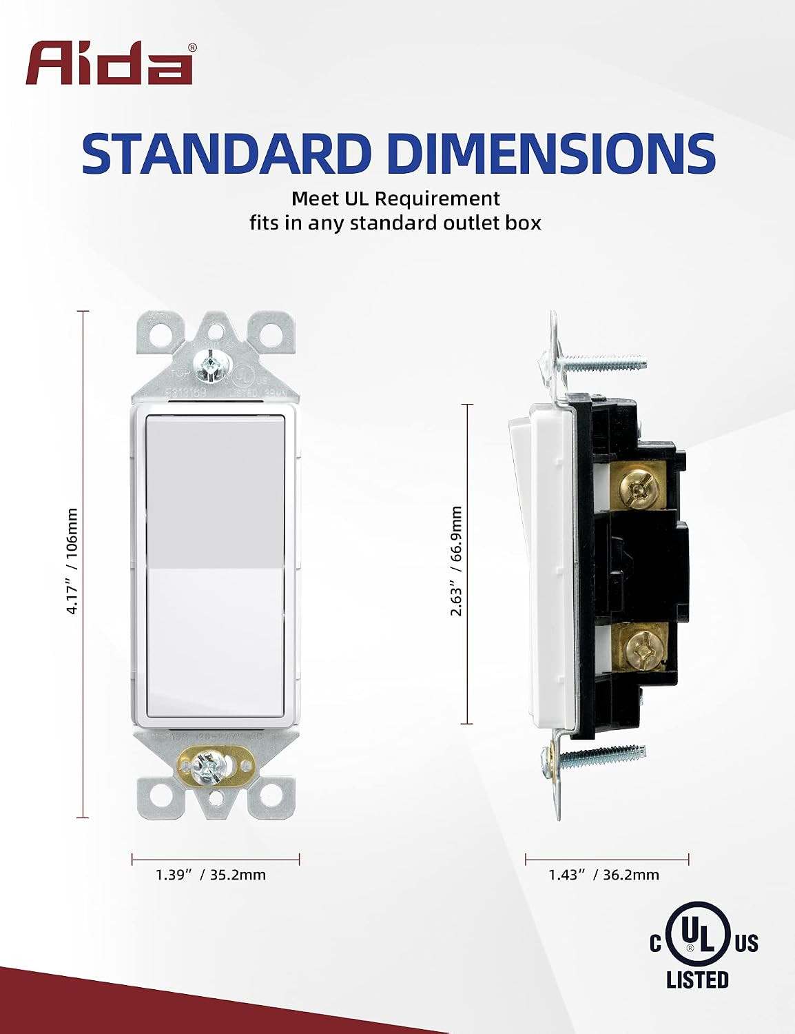 AIDA 20 Pack 𝟮𝟬 𝗔𝗺𝗽𝘀 Outlets Duplex + 20 Pack Decorative Switch