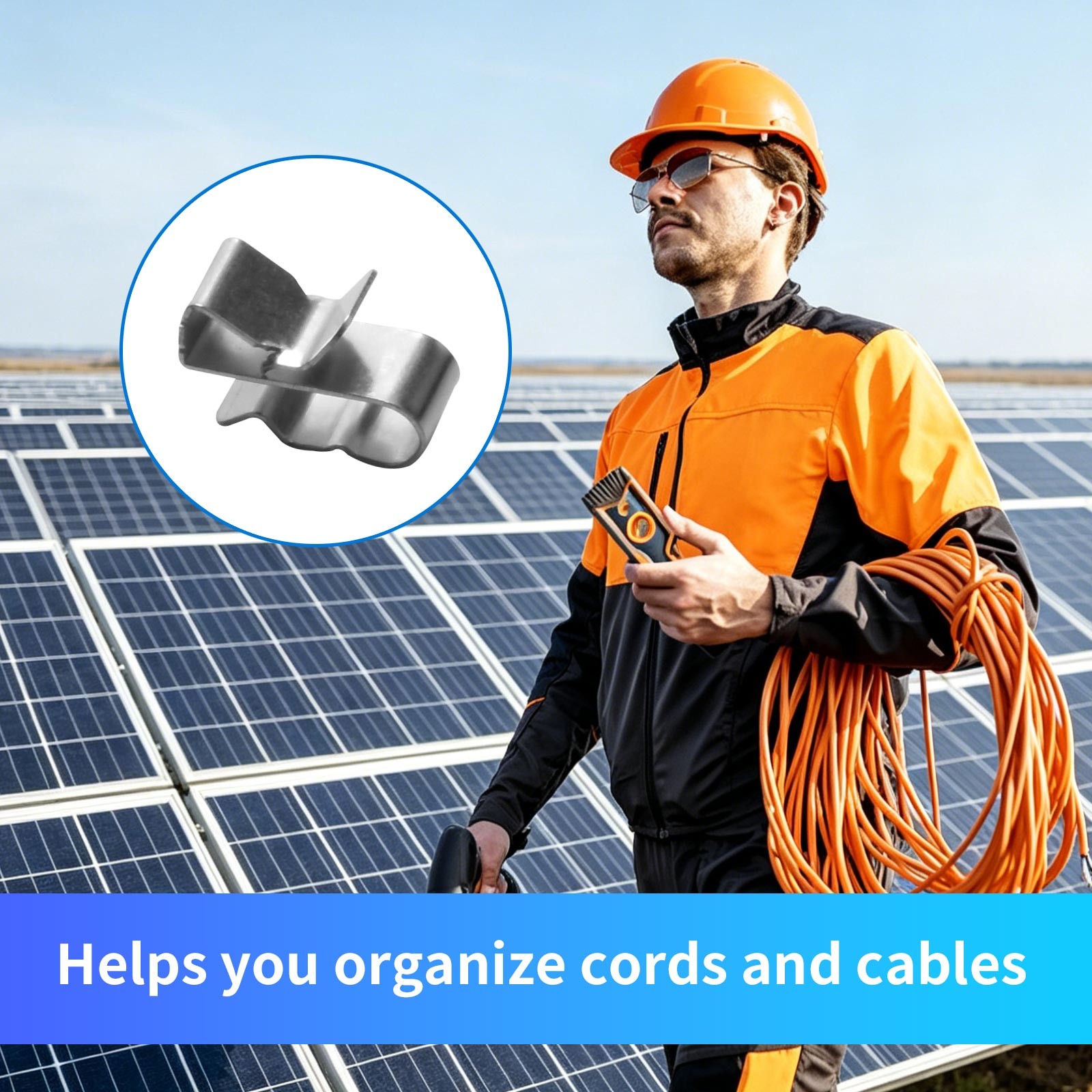50 Pcs Solar PV Cable Clip 304 Stainless Steel Easy Install for Roof Mounting