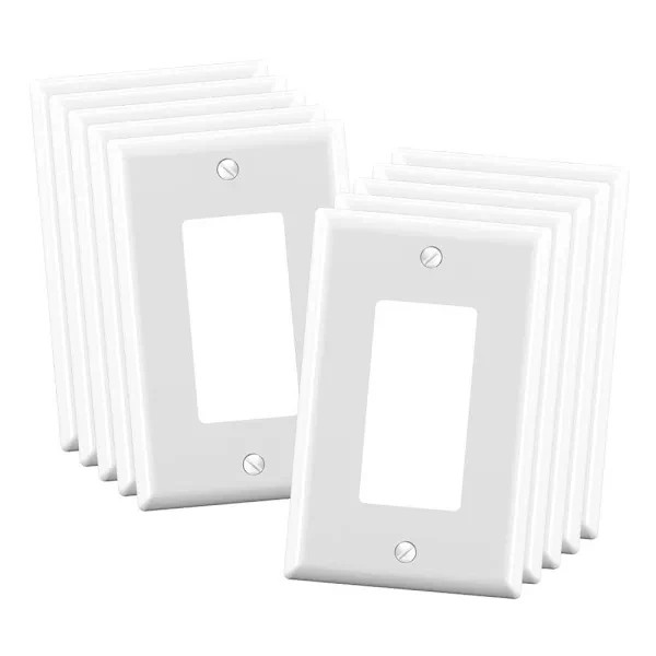 10-Pack 1-Gang Unbreakable Polycarbonate Jumbo Rocker Wall Plate In Gloss White