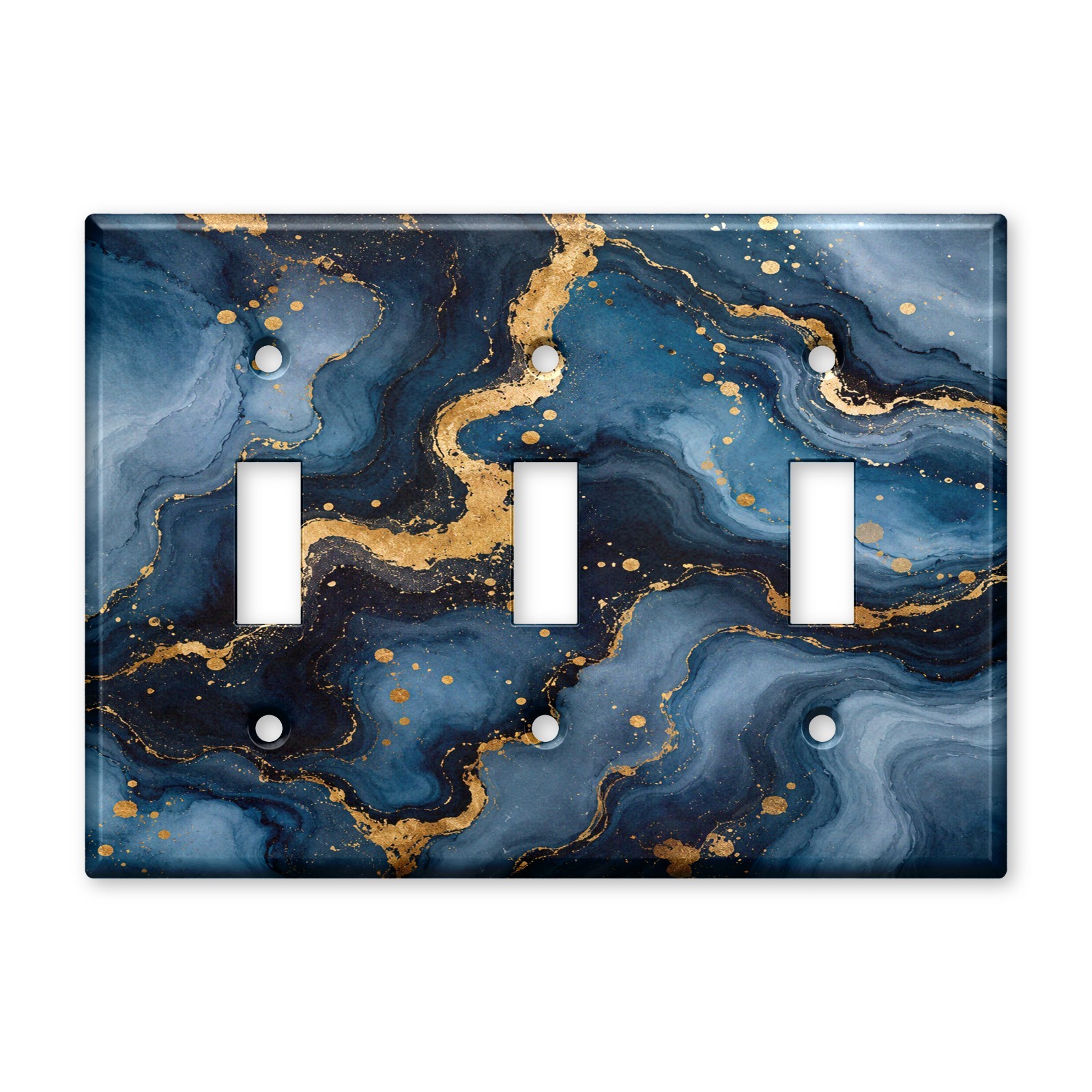 Blue Gold Marble Switch Plate Cover, Navy Abstract Light Switch Cover, Modern Lu