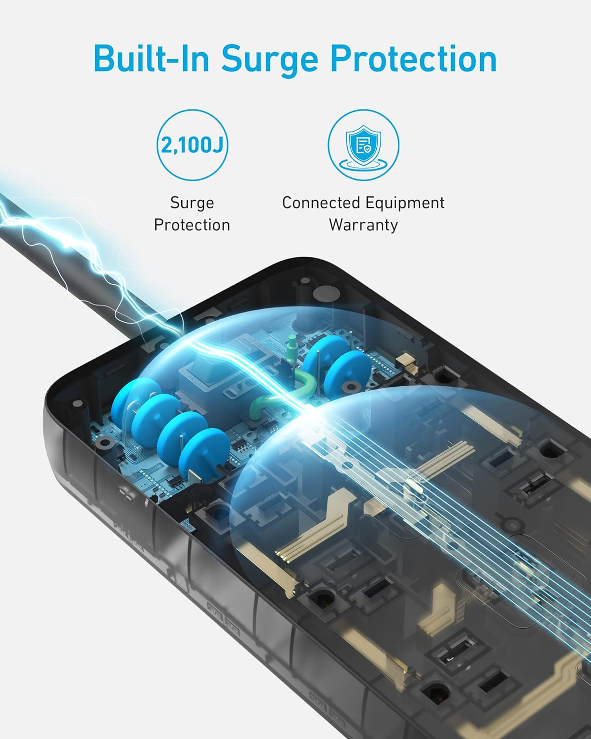 Surge Protector Power Strip (2100J), 12 Outlets with 1 USB C and 2 USB Ports Fo