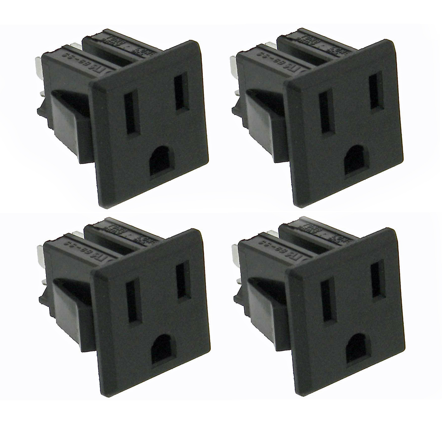 4 pack AC Outlet, NEMA 5-15R, 3 Wire 15A, Snap-in 32041