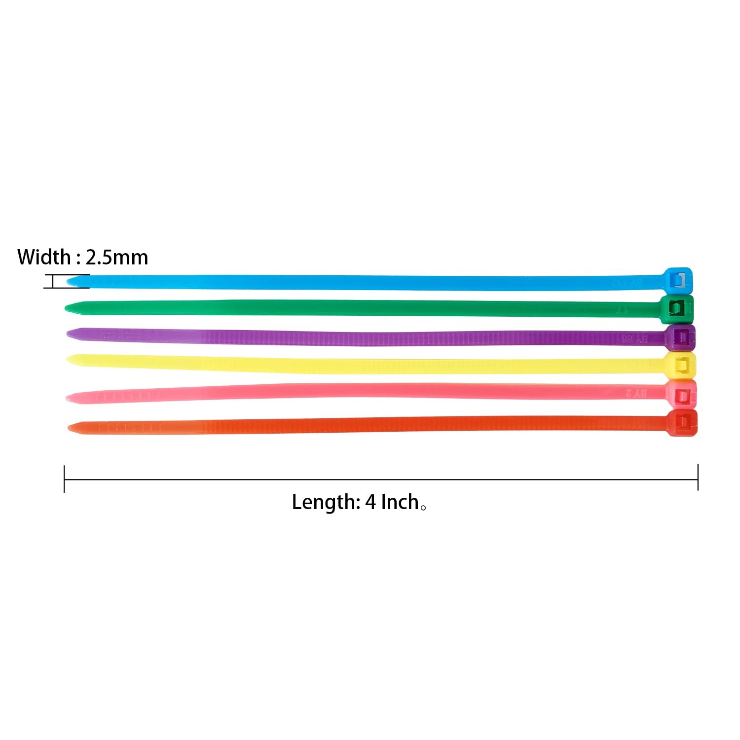 600pcs (100 per color) 4in-600Pcs, Yellow, Blue, Red, Green, Pink, Purple