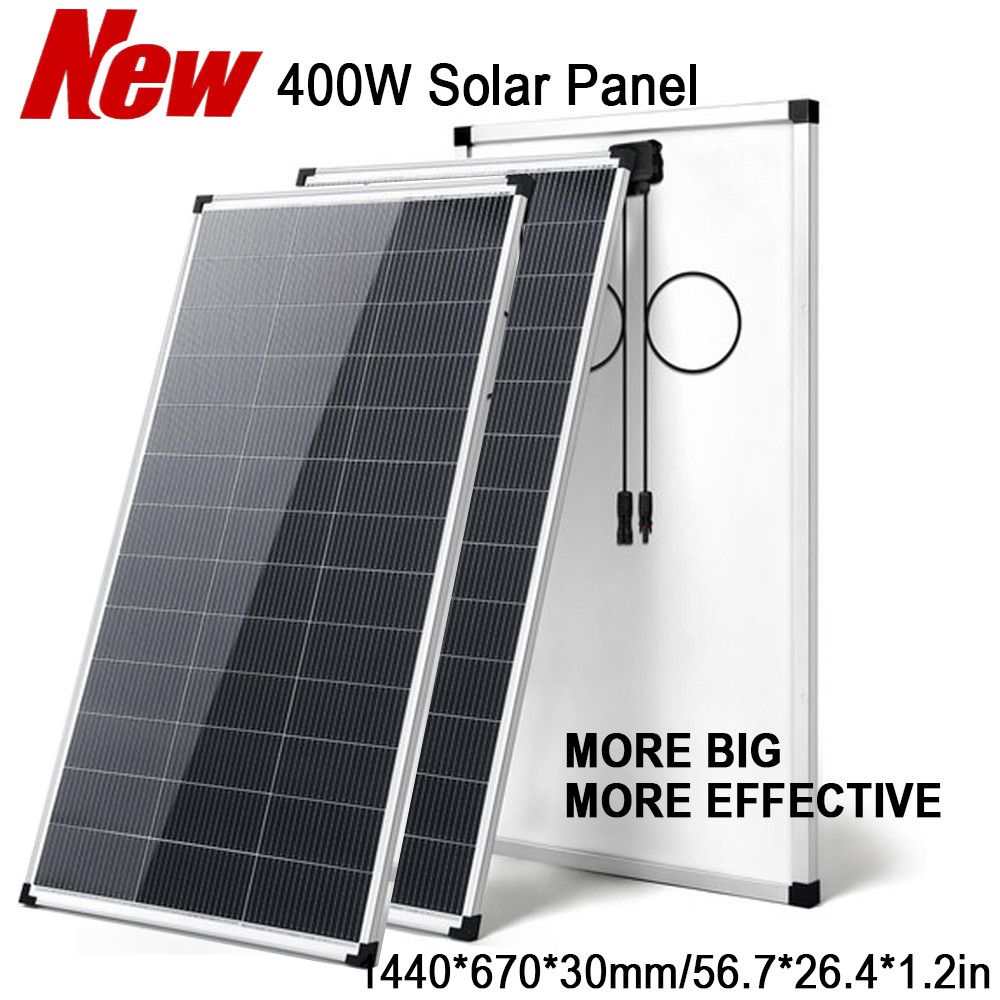 400W Solar Panel N-Type Mono PV Home Roof RV Boat Off-Grid 56.7*26.4in-Silver