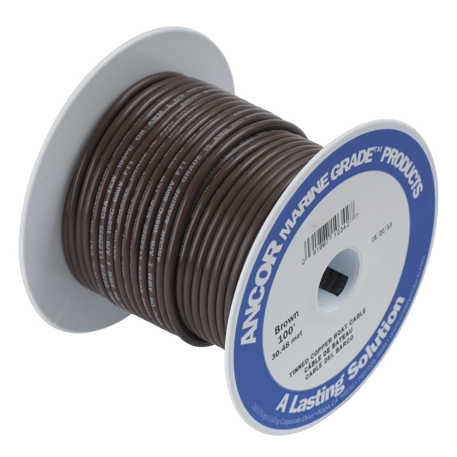 104210 Tinned Copper Wire, 14 AWG (2mm2), Brown – 100ft
